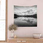 Grand Teton Black & White Wyoming National Park Oxbow Bend Landscape Wall Tapestry Gallery Image 2