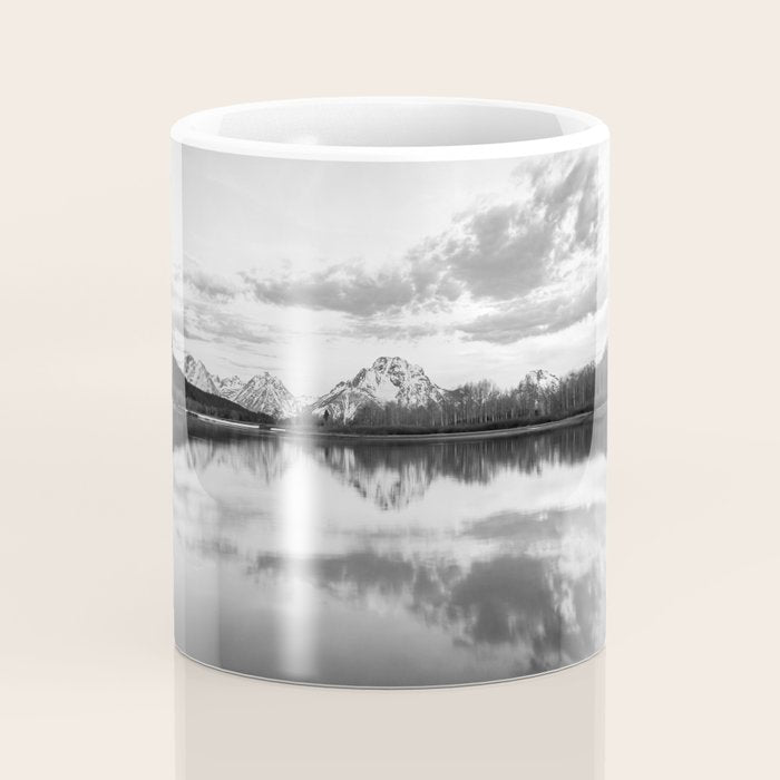 Grand Teton Black & White Wyoming National Park Oxbow Bend Landscape Coffee Mug Gallery Image 4