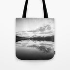 Grand Teton Black & White Wyoming National Park Oxbow Bend Landscape Tote Bag Gallery Image 1