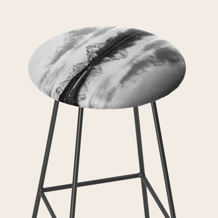 Grand Teton Black & White Wyoming National Park Oxbow Bend Landscape Stool Gallery Image 2