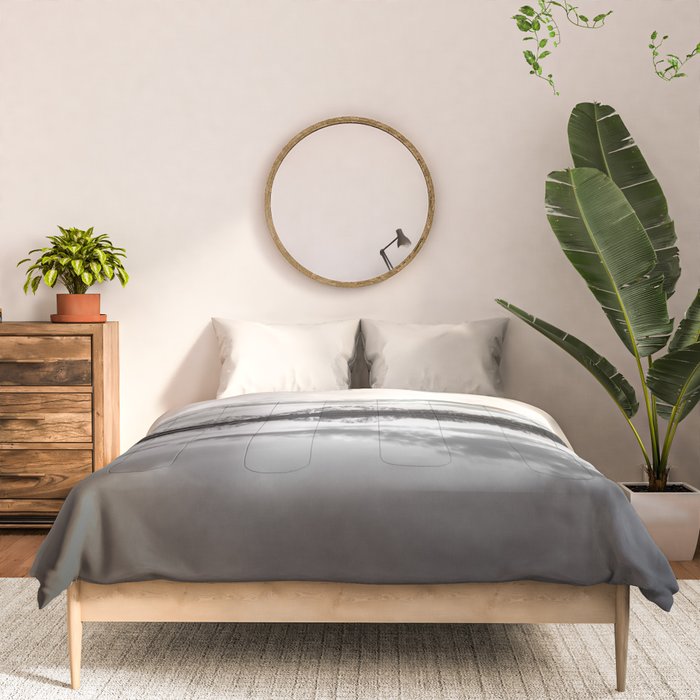 Grand Teton Black & White Wyoming National Park Oxbow Bend Landscape Comforter Gallery Image 3