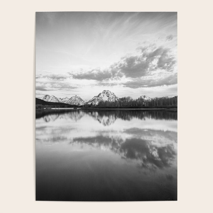 Grand Teton Black & White Wyoming National Park Oxbow Bend Landscape Poster Gallery Image 4