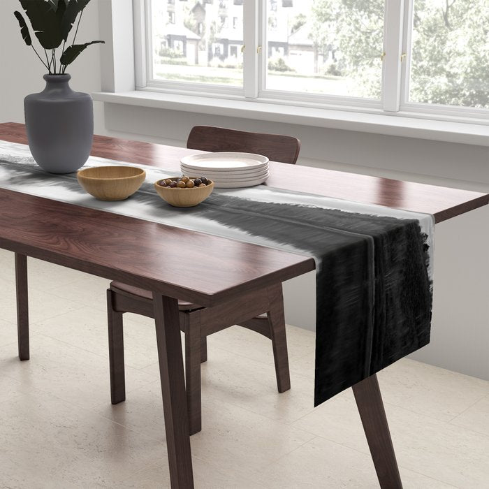 Grand Teton Black & White Wyoming National Park Oxbow Bend Landscape Table Runner Gallery Image 2
