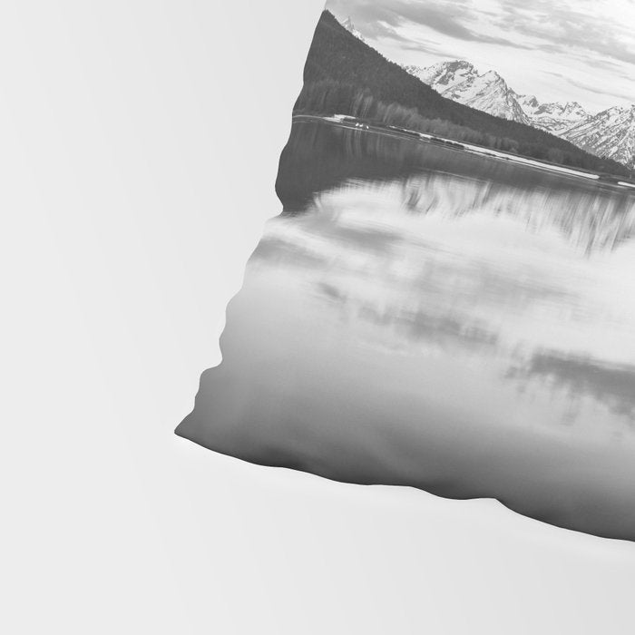 Grand Teton Black & White Wyoming National Park Oxbow Bend Landscape Pillow Sham Gallery Image 4