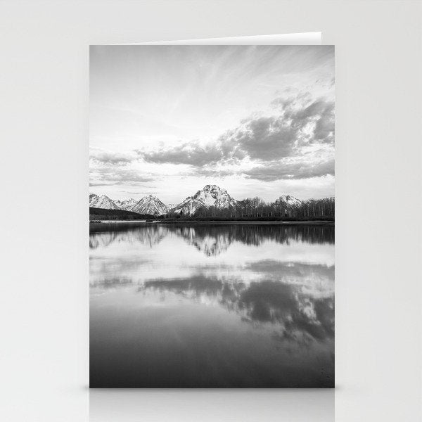 Grand Teton Black & White Wyoming National Park Oxbow Bend Landscape Stationery Card Gallery Image 2