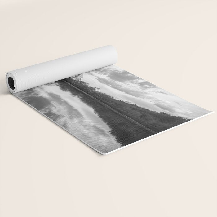 Grand Teton Black & White Wyoming National Park Oxbow Bend Landscape Yoga Mat Gallery Image 2