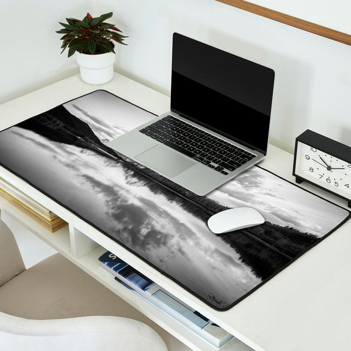 Grand Teton Black & White Wyoming National Park Oxbow Bend Landscape Desk Mat Gallery Image 2