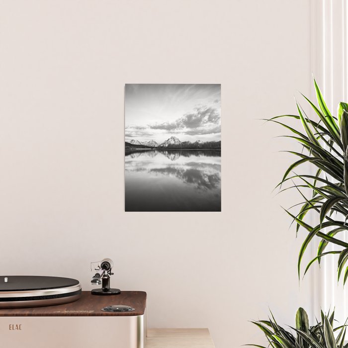Grand Teton Black & White Wyoming National Park Oxbow Bend Landscape Poster Gallery Image 2