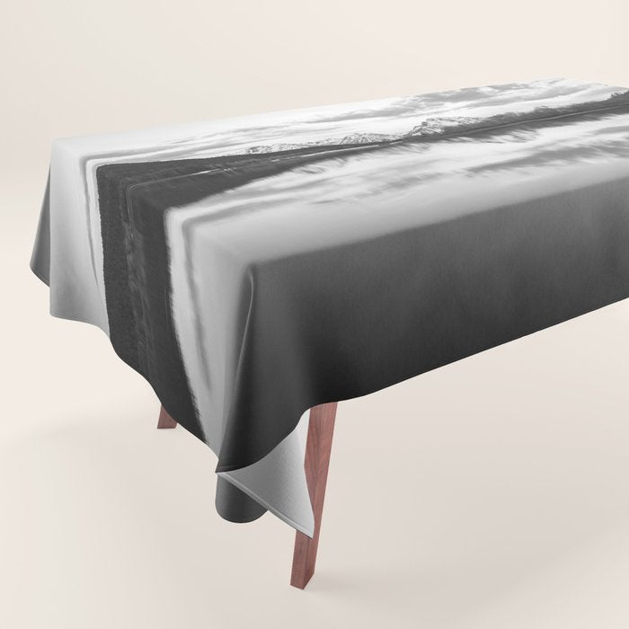 Grand Teton Black & White Wyoming National Park Oxbow Bend Landscape Tablecloth Gallery Image 1