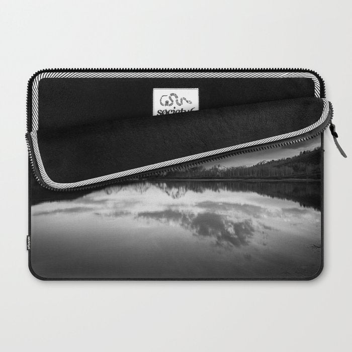 Grand Teton Black & White Wyoming National Park Oxbow Bend Landscape Laptop Sleeve Gallery Image 2