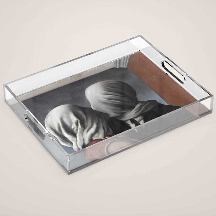 The Lovers II (Les Amants) 1928, Artwork Rene Magritte For Prints, Posters, Shirts, Bags Men Women K Acrylic Tray Gallery Image 1