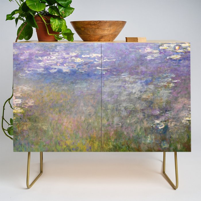 Water Lilies Painting by Claude Monet Credenza Gallery Image 1