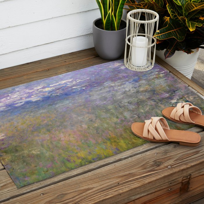 Water Lilies Painting by Claude Monet Outdoor Rug Gallery Image 2