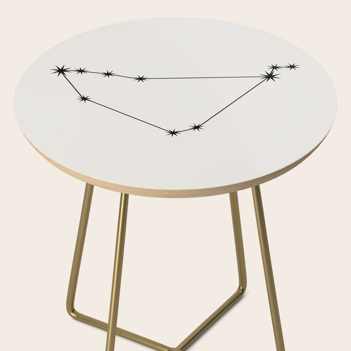Capricorn Zodiac Star Constellation Line Art White Side Table Gallery Image 2