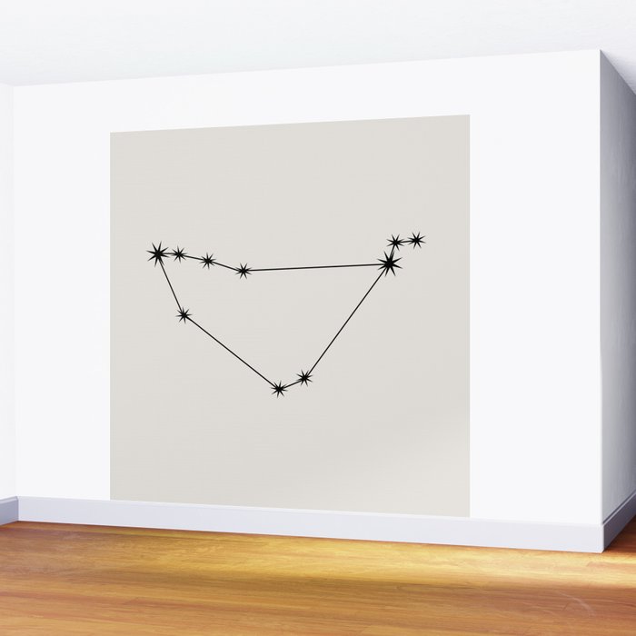 Capricorn Zodiac Star Constellation Line Art White Wall Mural Gallery Image 2
