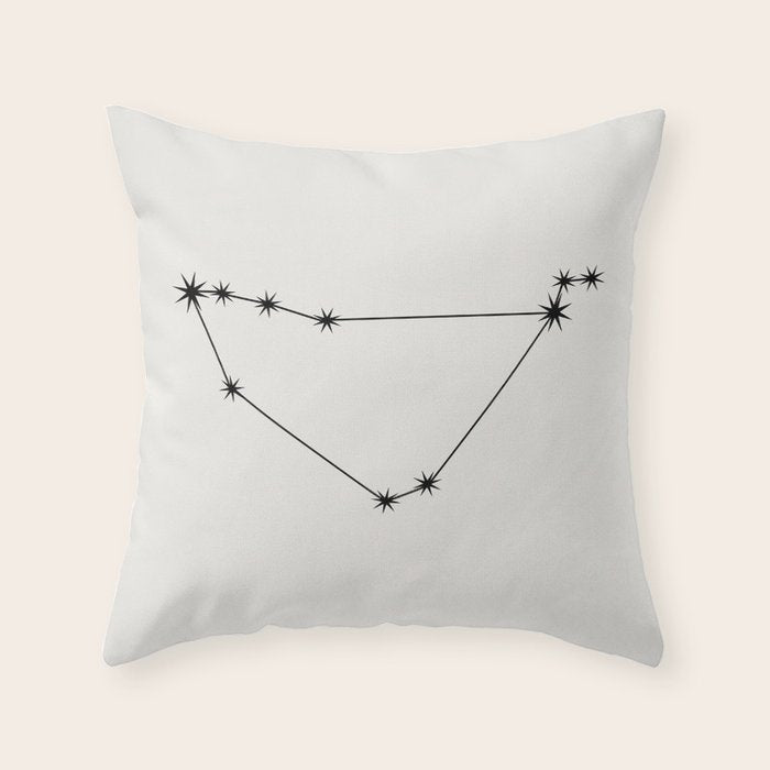 Capricorn Zodiac Star Constellation Line Art White Throw Pillow Gallery Image 1