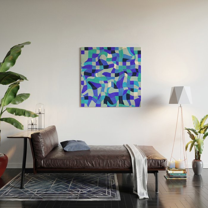 abstract ocean blue 4 Wood Wall Art Gallery Image 2