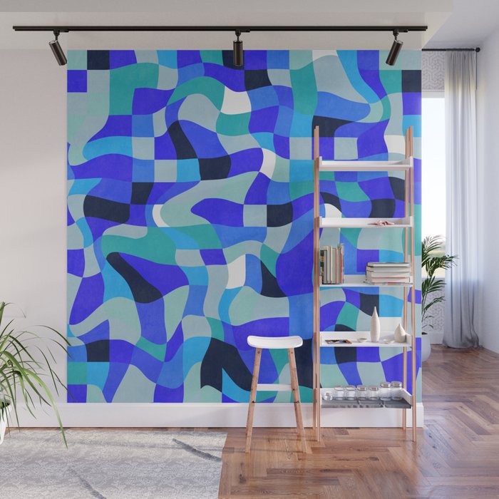 abstract ocean blue 4 Wall Mural Gallery Image 1