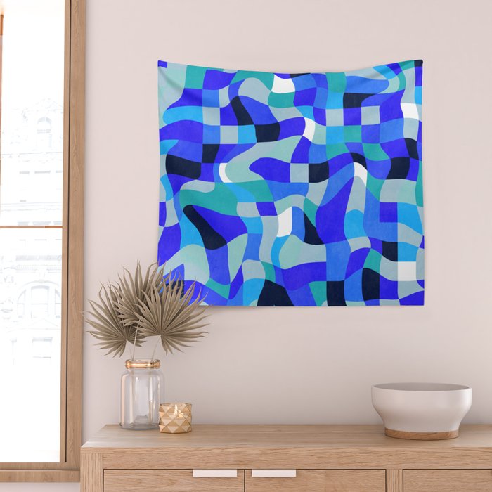 abstract ocean blue 4 Wall Tapestry Gallery Image 2