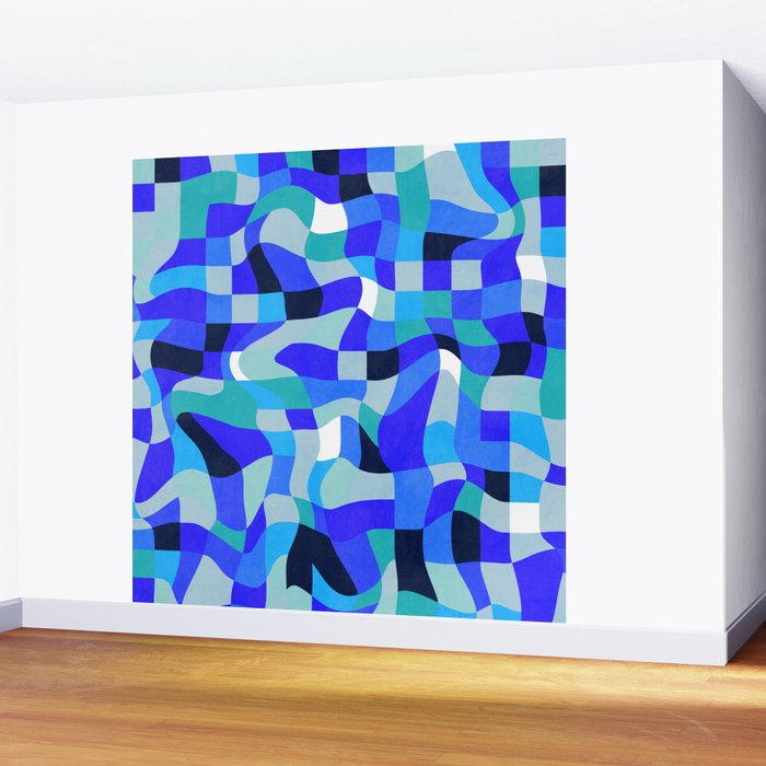 abstract ocean blue 4 Wall Mural Gallery Image 2