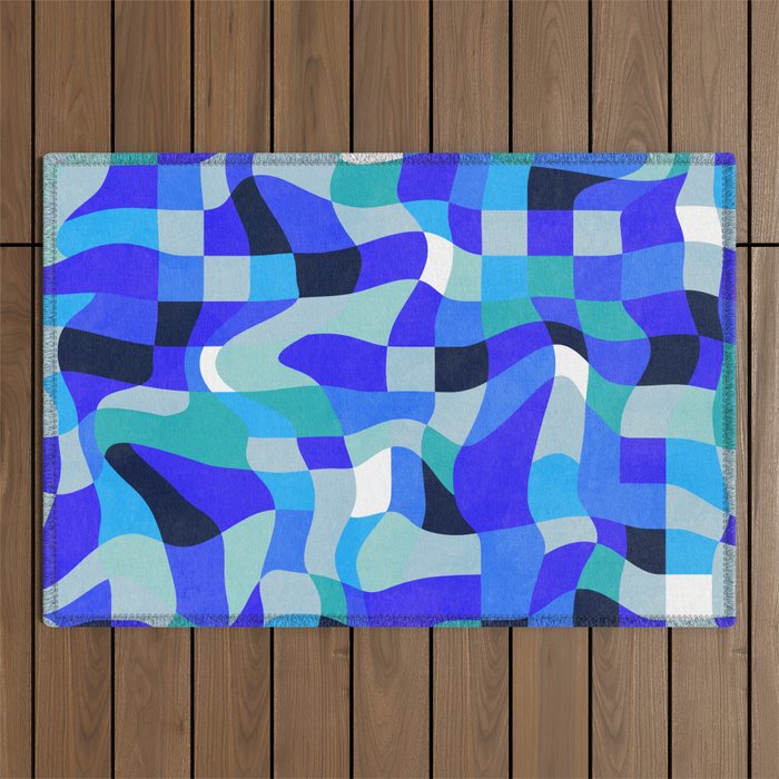 abstract ocean blue 4 Outdoor Rug Gallery Image 1