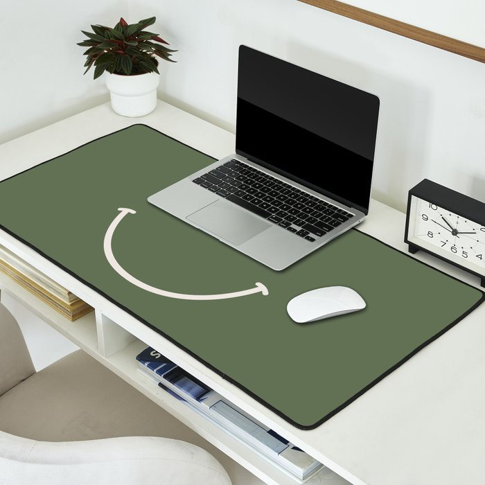Smile Muted Green Desk Mat Gallery Image 2