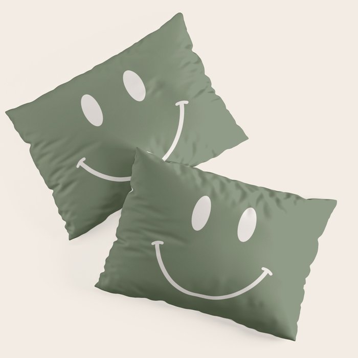 Smile Muted Green Pillow Sham Gallery Image 1