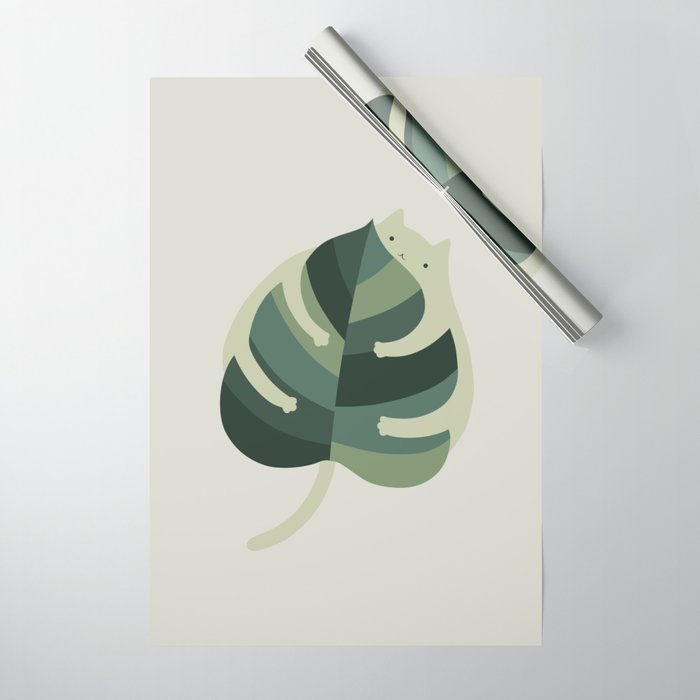 Monstera Cat Hug Wrapping Paper Gallery Image 1