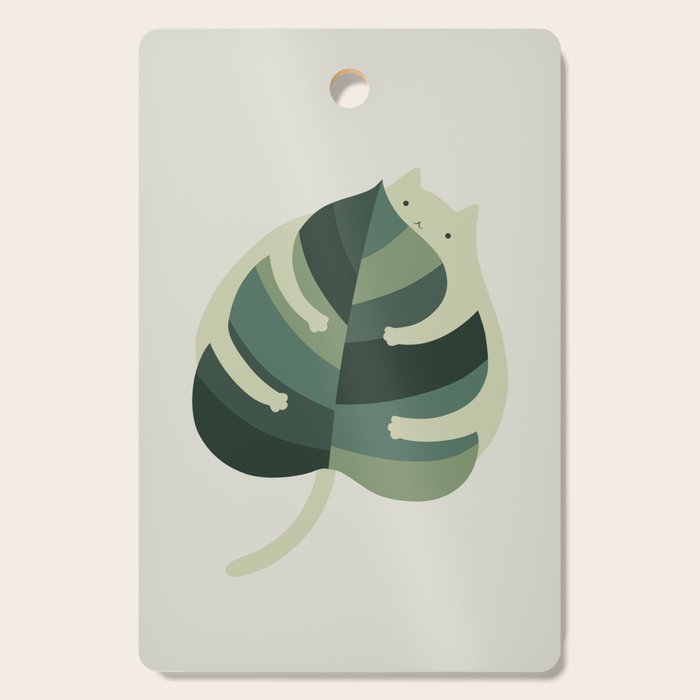 Monstera Cat Hug Cutting Board Gallery Image 1