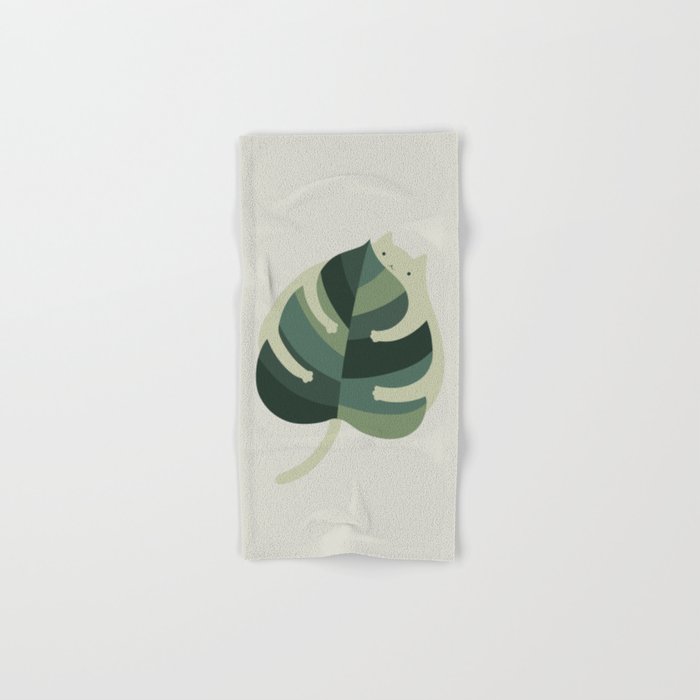 Monstera Cat Hug Bath Towel Gallery Image 1