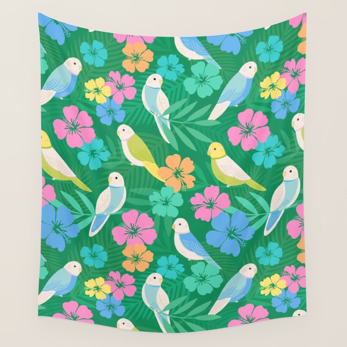 Parakeet Paradise Wall Tapestry Gallery Image 4