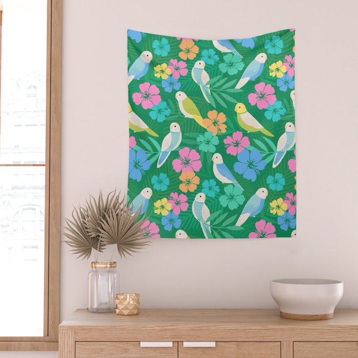 Parakeet Paradise Wall Tapestry Gallery Image 2