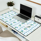 Hydrangea blue and white stripes coastal style Desk Mat Gallery Image 2