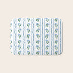 Hydrangea blue and white stripes coastal style Bath Mat Gallery Image 1