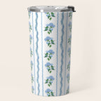 Hydrangea blue and white stripes coastal style Travel Mug Gallery Image 2