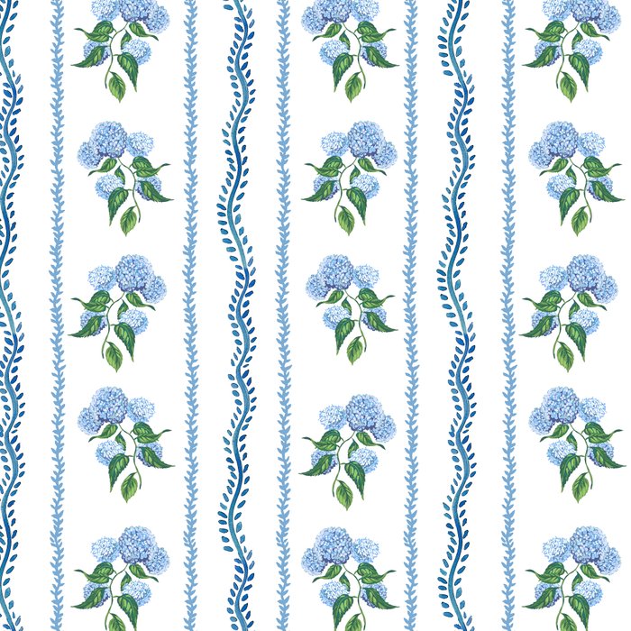 Hydrangea blue and white stripes coastal style Coffee Mug Gallery Image 2