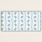 Hydrangea blue and white stripes coastal style Desk Mat Gallery Image 3