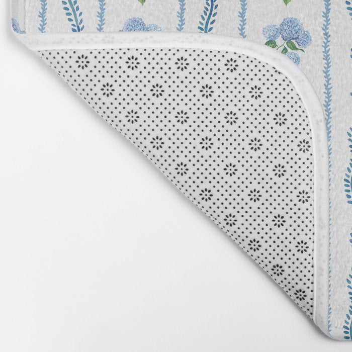Hydrangea blue and white stripes coastal style Bath Mat Gallery Image 2