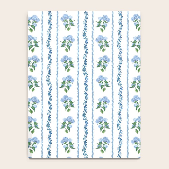 Hydrangea blue and white stripes coastal style Notebook Gallery Image 4