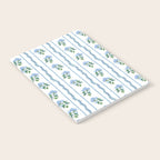 Hydrangea blue and white stripes coastal style Notebook Gallery Image 2