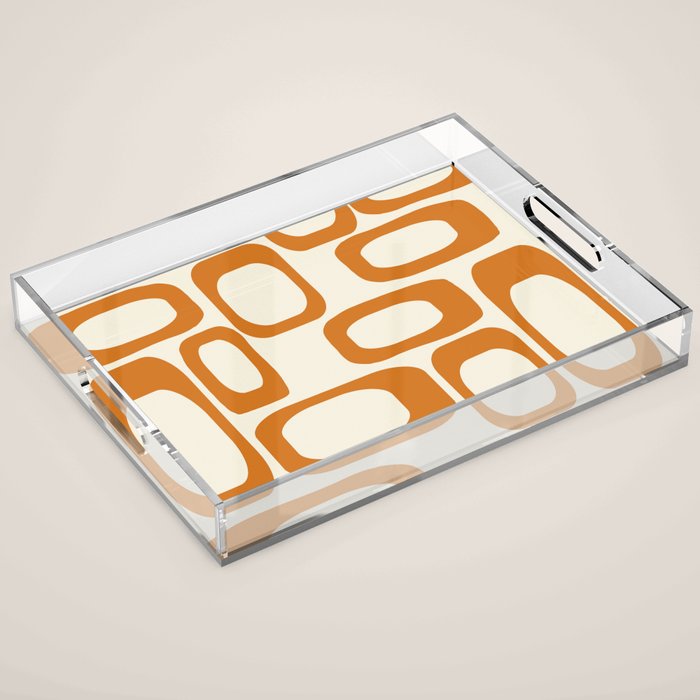 Mid Century Modern Shapes 1970s Orange #society6 #buyart  Acrylic Tray Gallery Image 1