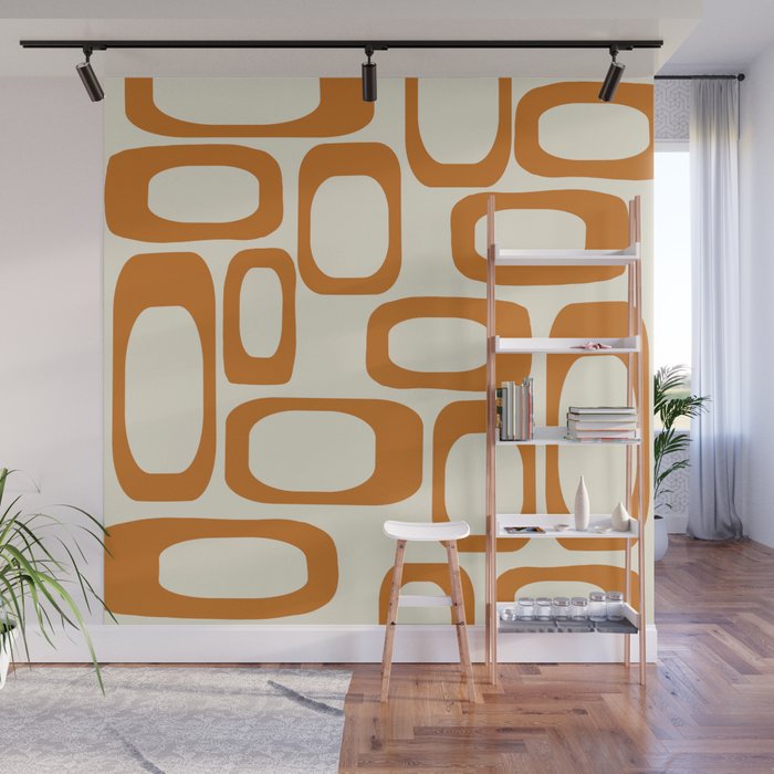 Mid Century Modern Shapes 1970s Orange #society6 #buyart  Wall Mural Gallery Image 1