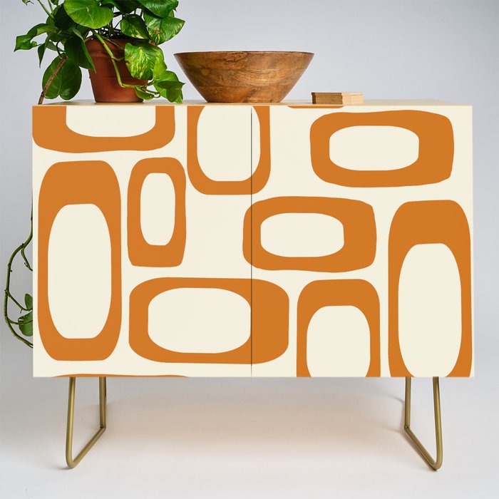 Mid Century Modern Shapes 1970s Orange #society6 #buyart  Credenza Gallery Image 1