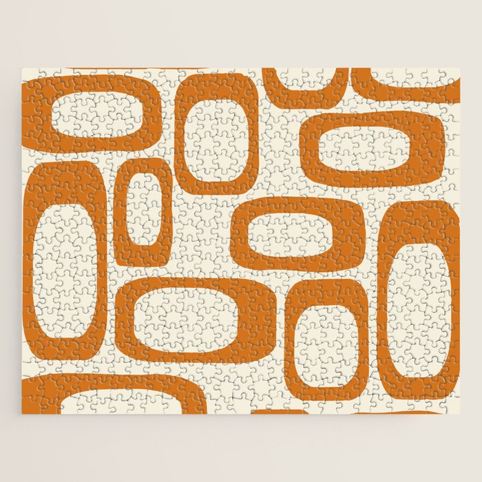 Mid Century Modern Shapes 1970s Orange #society6 #buyart  Jigsaw Puzzle Gallery Image 1