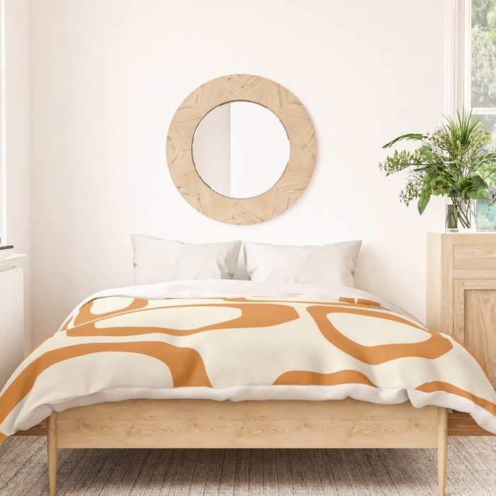 Mid Century Modern Shapes 1970s Orange #society6 #buyart  Duvet Cover Gallery Image 3