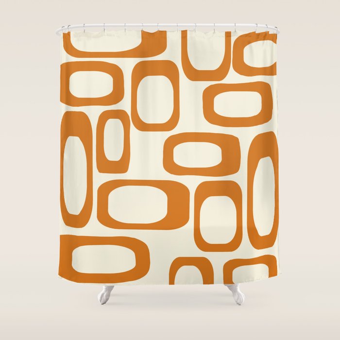 Mid Century Modern Shapes 1970s Orange #society6 #buyart  Shower Curtain Gallery Image 1