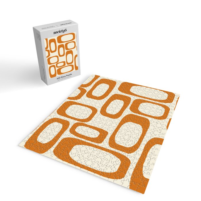 Mid Century Modern Shapes 1970s Orange #society6 #buyart  Jigsaw Puzzle Gallery Image 2