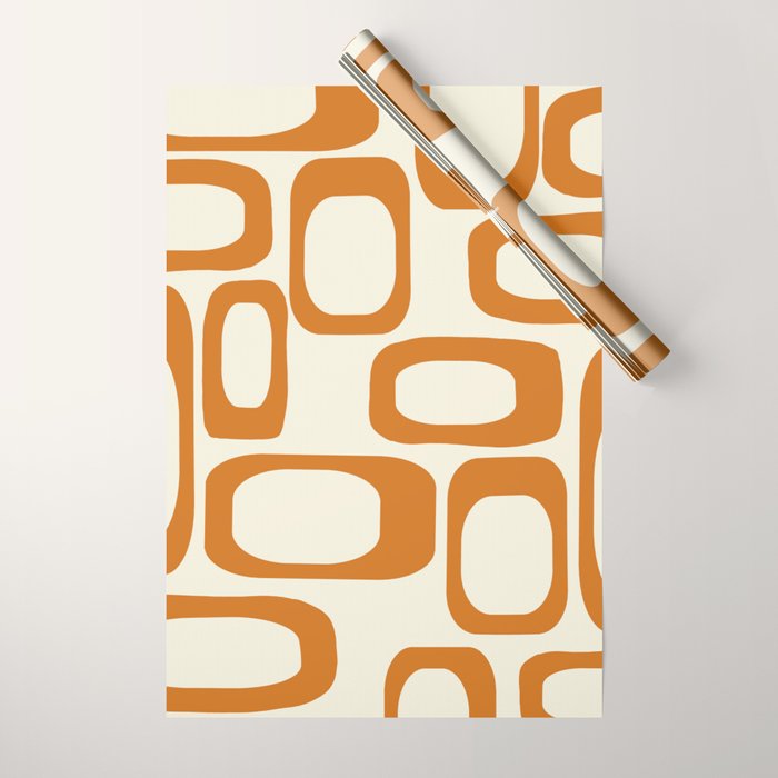 Mid Century Modern Shapes 1970s Orange #society6 #buyart  Wrapping Paper Gallery Image 1