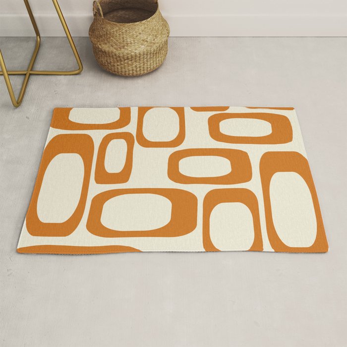 Mid Century Modern Shapes 1970s Orange #society6 #buyart  Rug Gallery Image 1