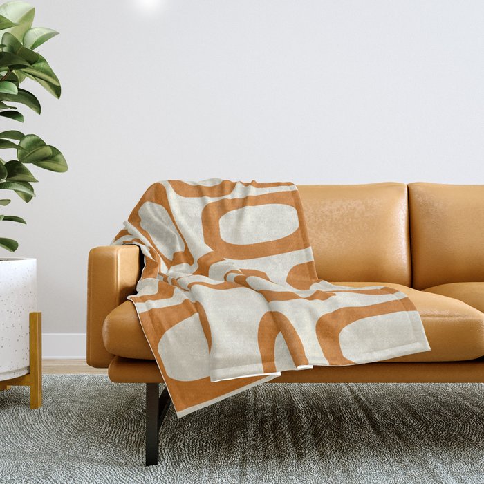 Mid Century Modern Shapes 1970s Orange #society6 #buyart  Throw Blanket Gallery Image 1